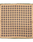 Square & Circle Pattern Double Faced Beige Olive Printed Silk Pocket Square