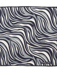 Wave & Solid Double Faced Navy Gray Printed Silk Pocket Square