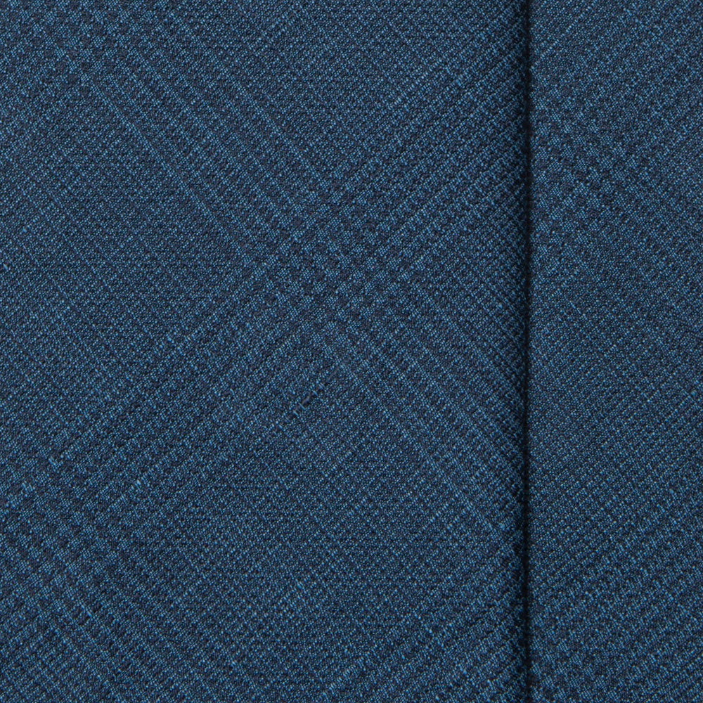 Glencheck Pattern Navy Woven Silk Wool Tie