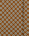 White Flower Pattern Brown Printed Silk Tie