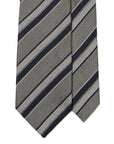 Herringbone Stripe Gray Dark Navy Silver Silk Tie