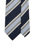 Classic Wide Stripe Dark Navy Blue Silk Tie