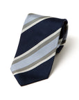 Classic Wide Stripe Dark Navy Blue Silk Tie