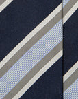 Classic Wide Stripe Dark Navy Blue Silk Tie