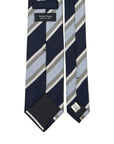 Classic Wide Stripe Dark Navy Blue Silk Tie