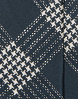 Glen Check Pattern Navy White Woven Silk Tie