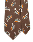 Signature Pattern Brown Orange White Printed Silk Tie