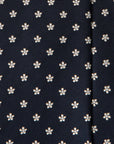 White Flower Pattern Royal Navy Woven Silk Tie