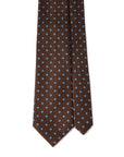 Blue Flower Pattern Brown Woven Silk Necktie