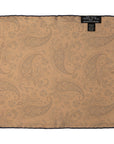 Flower Paisley & Solid Double-Face Beige and Navy Printed Silk Pocket Square