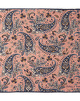 Flower Paisley & Solid Double-Face Baby Pink and Navy Printed Silk Pocket Square