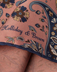Flower Paisley & Solid Double-Face Baby Pink and Navy Printed Silk Pocket Square