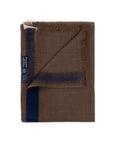 Navy & Milk Beige Double Stripe Brown Wool Scarf