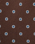 Brown Fiore Pattern Navy Printed Silk Tie