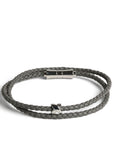Double Wrap Crisscross Crayon Gray Leather Bracelet