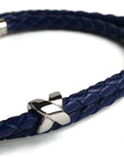 Double Wrap Crisscross Sapphire Blue Leather Bracelet