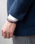 Double Wrap Crisscross Sapphire Blue Leather Bracelet