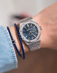 Double Wrap Crisscross Sapphire Blue Leather Bracelet
