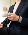 Double Wrap Crisscross Jet Black Leather Bracelet