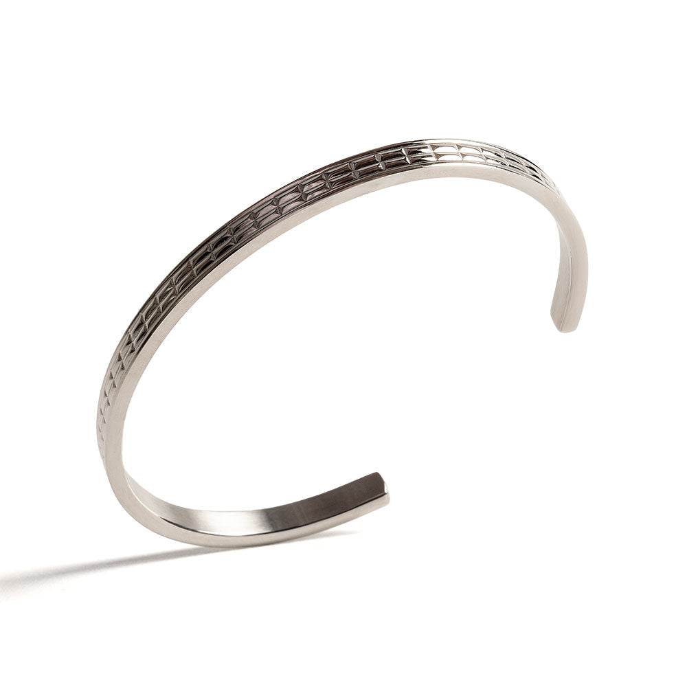 Grid Pattern Stainless Steel Bracelet