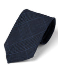 Colombo Seersucker Glen Check Pattern Navy Wool Sfoderato Tie