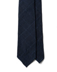 Colombo Seersucker Glen Check Pattern Navy Wool Sfoderato Tie