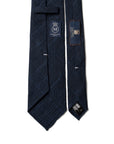 Colombo Seersucker Glen Check Pattern Navy Wool Sfoderato Tie