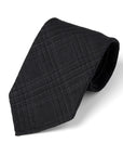 Colombo Seersucker Glen Check Pattern Charcoal Gray Wool Sfoderato Tie