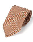 Colombo Seersucker Glen Check Pattern Tangerine Wool Sfoderato Tie