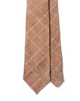 Colombo Seersucker Glen Check Pattern Tangerine Wool Sfoderato Tie
