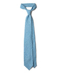 Colombo Seersucker Gingham Check Sky Blue Wool Sfoderato Tie