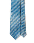 Colombo Seersucker Gingham Check Sky Blue Wool Sfoderato Tie