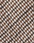 Colombo Seersucker Gingham Check Saddle Brown Wool Sfoderato Tie