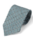 Colombo Seersucker Gingham Check Emerald Green Wool Sfoderato Tie