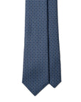 Square Chain Link Pattern Navy Printed Silk Tie