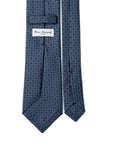 Square Chain Link Pattern Navy Printed Silk Tie