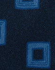 Square Tile Pattern Navy Printed Wool Tie