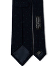 Blue Pin Dot Pattern Winter Navy Woven Wool Silk Tie
