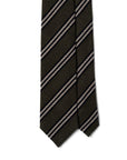 Classic Stripe Khaki Green Black Beige Woven Wool Silk Tie