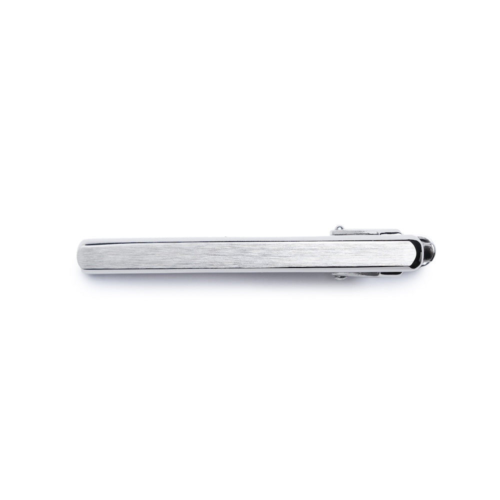 Dual Curve Brushed Metal Short Tie Clip