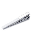 White Acrylic & Polished Metal Tie Clip