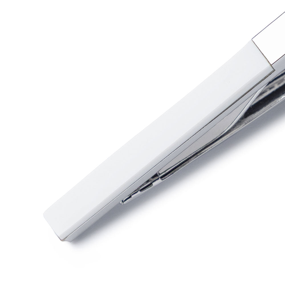 White Acrylic &amp; Polished Metal Tie Clip
