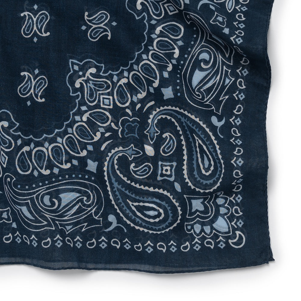 Classic Paisley Pattern Indigo Navy Cotton Bandana