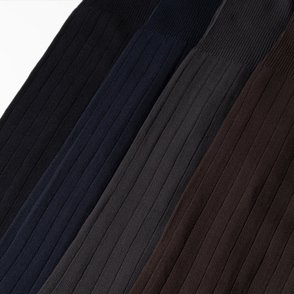 Brown Microfiber Solid Ribbed Long Hose Socks
