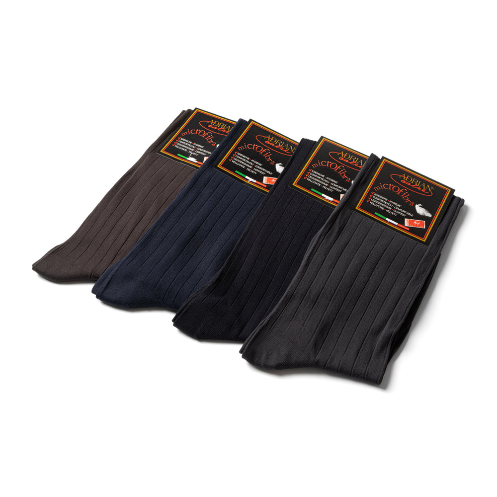 Brown Microfiber Solid Ribbed Long Hose Socks