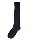 Navy Microfiber Solid Ribbed Long Hose Socks