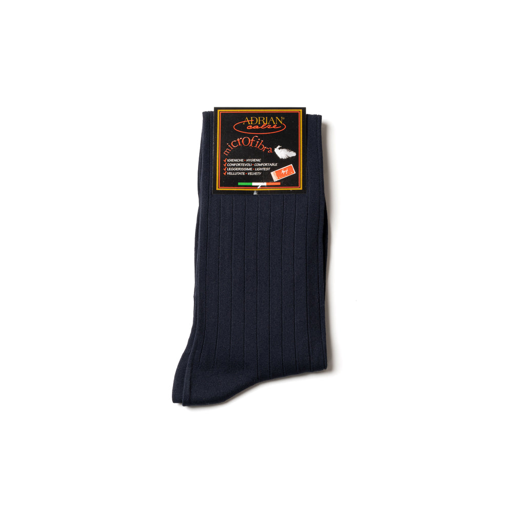 Navy Microfiber Solid Ribbed Long Hose Socks