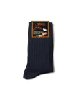 Navy Microfiber Solid Ribbed Long Hose Socks