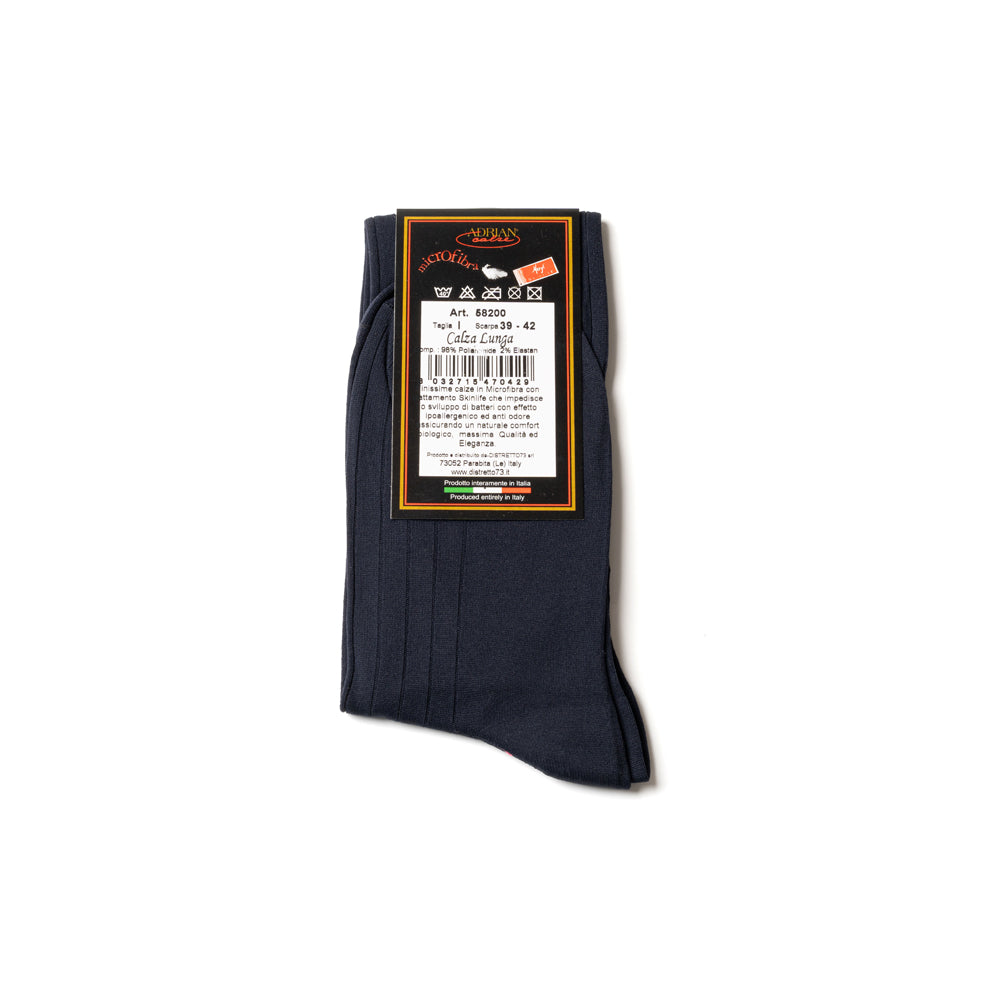 Navy Microfiber Solid Ribbed Long Hose Socks
