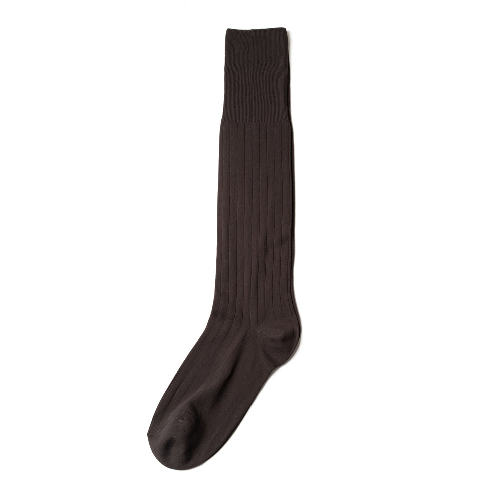 Brown Microfiber Solid Ribbed Long Hose Socks